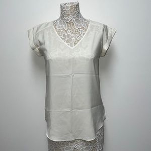 Express Short Sleeve White Silk-Like Top - Size SMALL